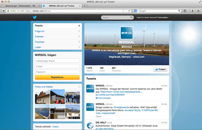 Screenshot Twitter-Seite <span class='special'>W i r s o l</span> Solar AG