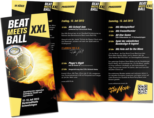 DIN lang 6-Seiter Leporello-Flyer für Beat meets Ball XXL 2013