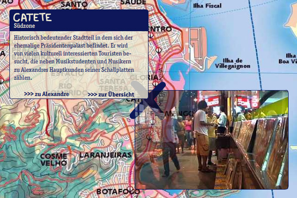 Interaktive Karte auf der Website zum Dokumentarfilm <br />Camelô - Straßenhändler in Rio de Janeiro