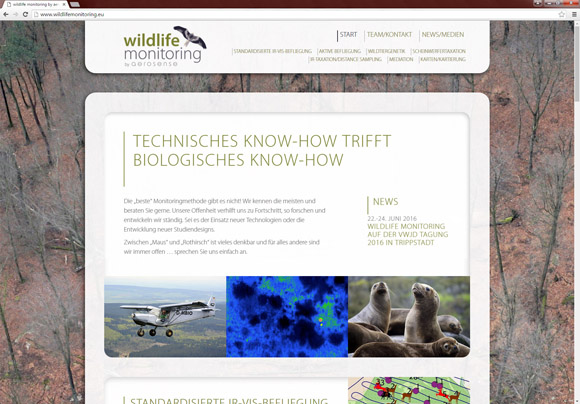 Die Landingpage von wildlifemonitoring.eu